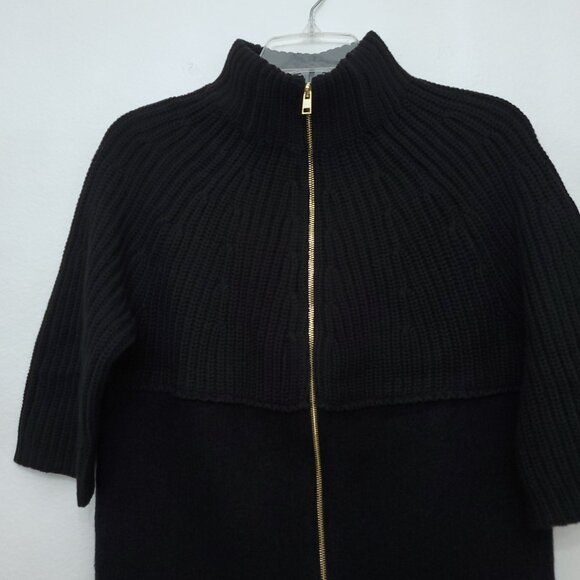 Chico's Rib Mix FiFi Cardigan Sweater Full Zip Black Wool Blend Size O Small - Picture 3 of 14